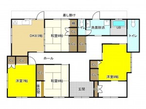 山陽小野田市大字厚狭、中古一戸建ての間取り画像です
