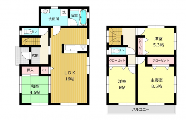 山陽小野田市北竜王町、中古一戸建ての間取り画像です