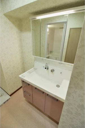 山陽小野田市高栄、マンションの洗面画像です