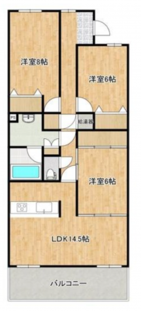 山陽小野田市高栄、マンションの間取り画像です