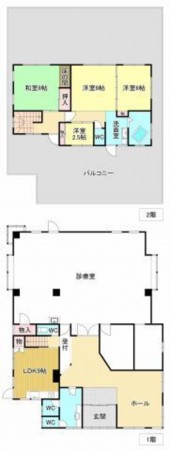 山陽小野田市北竜王町、収益物件/店舗付住宅の間取り画像です