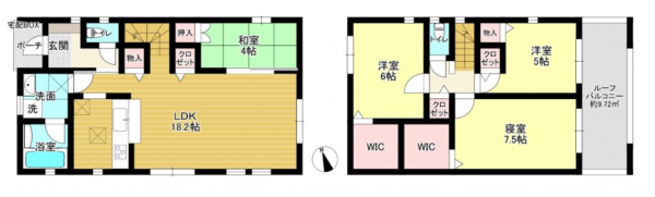 山口市阿知須、中古一戸建ての間取り画像です