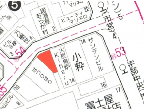 宇部市中央町、土地の地図画像です