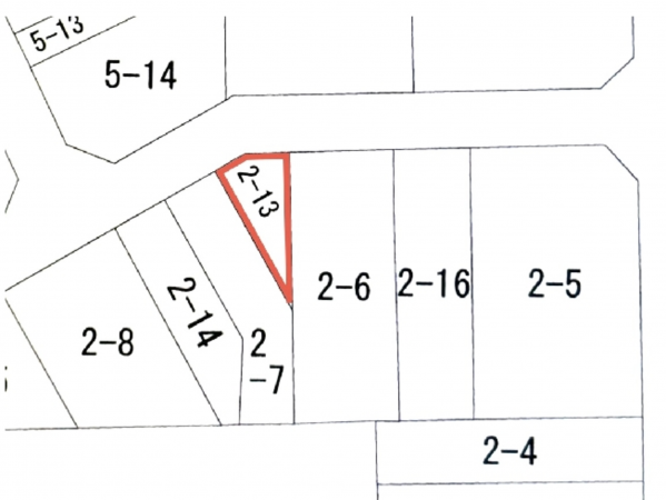 宇部市中央町、土地の地図画像です