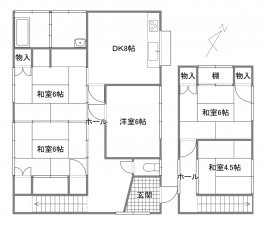 宇部市昭和町、中古一戸建ての間取り画像です