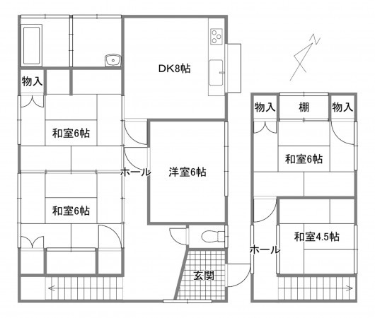 宇部市昭和町、中古一戸建ての間取り画像です