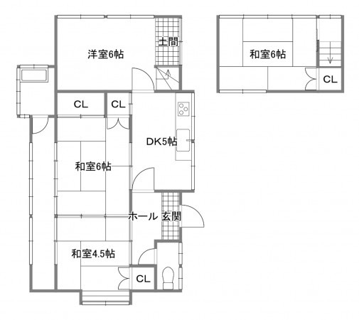 宇部市東梶返、中古一戸建ての間取り画像です