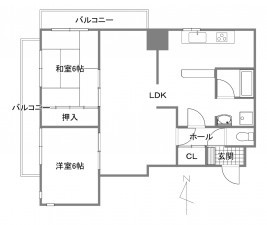 宇部市寿町、マンションの間取り画像です