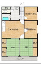宇部市岬町、マンションの間取り画像です