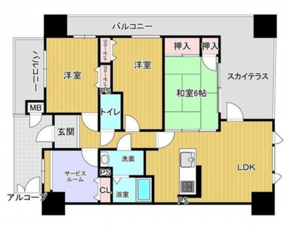 宇部市松山町、マンションの間取り画像です