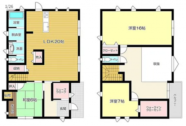 宇部市大字西岐波、中古一戸建ての間取り画像です