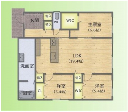 宇部市則貞、新築一戸建ての間取り画像です