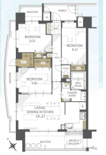 宇部市松島町、マンションの間取り画像です