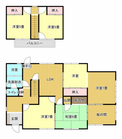 山陽小野田市くし山、中古一戸建ての間取り画像です