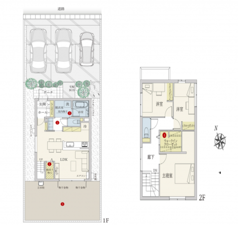 宇部市西桃山、新築一戸建ての間取り画像です