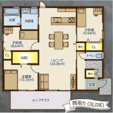 宇部市大字西岐波、中古一戸建ての間取り画像です