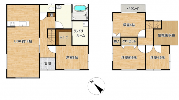 山口市阿知須、中古一戸建ての間取り画像です