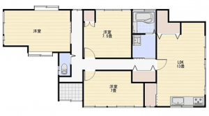 宇部市上条、中古一戸建ての間取り画像です