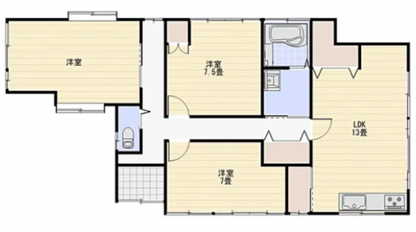 宇部市上条、中古一戸建ての間取り画像です