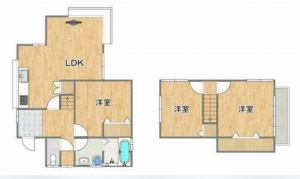 宇部市上条、中古一戸建ての間取り画像です