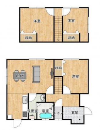 山陽小野田市高千帆、中古一戸建ての間取り画像です