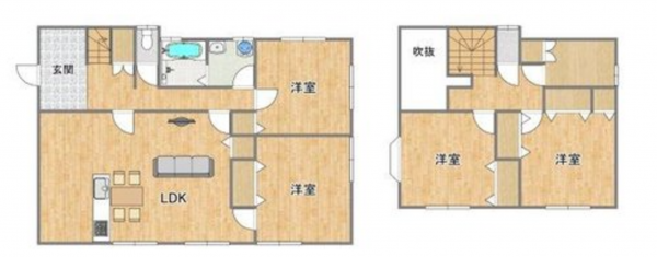 宇部市東梶返、中古一戸建ての間取り画像です
