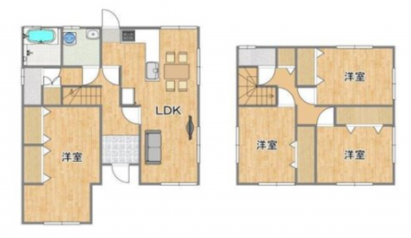宇部市大字上宇部、中古一戸建ての間取り画像です