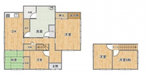 宇部市大字西岐波、中古一戸建ての間取り画像です