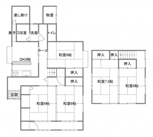 宇部市西宇部北、中古一戸建ての間取り画像です