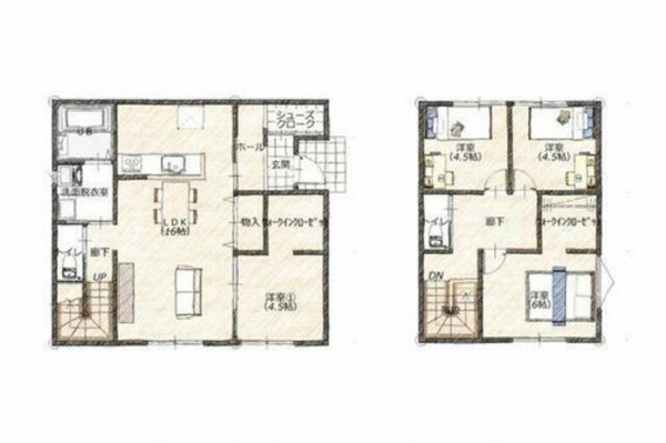 山陽小野田市住吉本町、新築一戸建ての間取り画像です