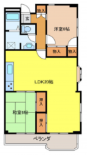 宇部市東芝中町、マンションの間取り画像です