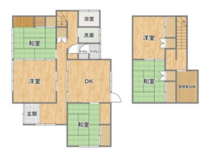 宇部市明神町、中古一戸建ての間取り画像です