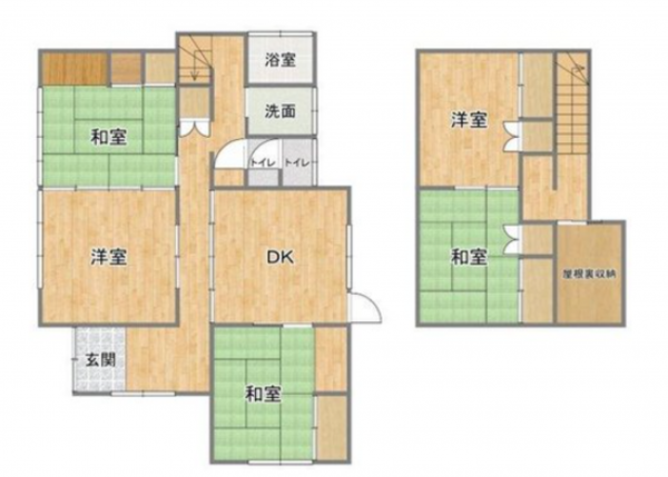 宇部市明神町、中古一戸建ての間取り画像です
