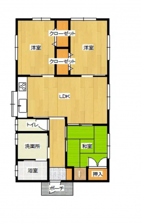 宇部市東梶返、中古一戸建ての間取り画像です
