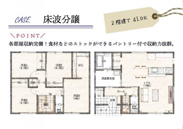 宇部市床波、新築一戸建ての間取り画像です