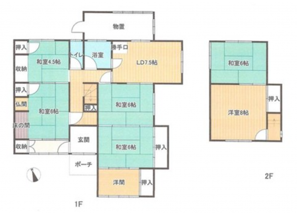 山陽小野田市大字郡、中古一戸建ての間取り画像です