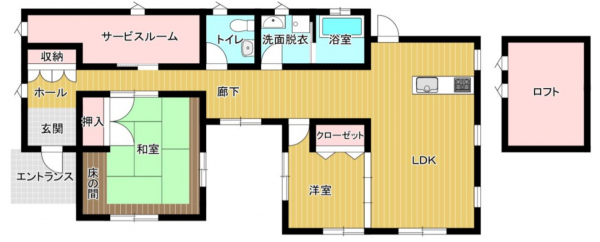 宇部市則貞、中古一戸建ての間取り画像です
