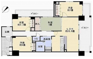 宇部市松島町、マンションの間取り画像です