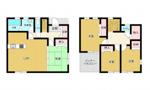 宇部市大字際波、中古一戸建ての間取り画像です