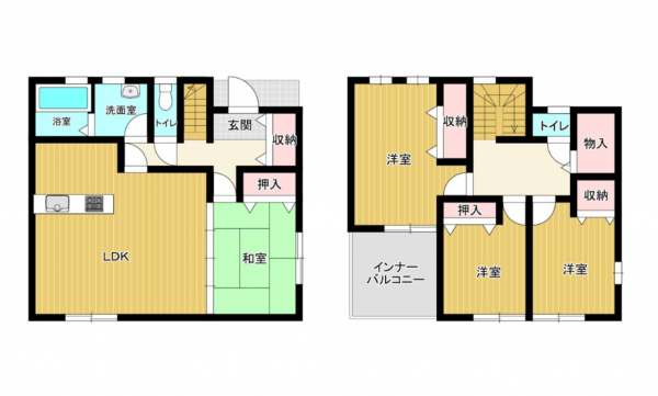 宇部市大字際波、中古一戸建ての間取り画像です