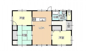 宇部市大字東須恵、中古一戸建ての間取り画像です