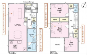 宇部市明治町、新築一戸建ての間取り画像です