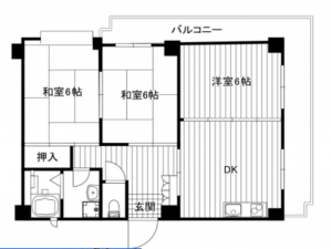 宇部市若松町、マンションの間取り画像です