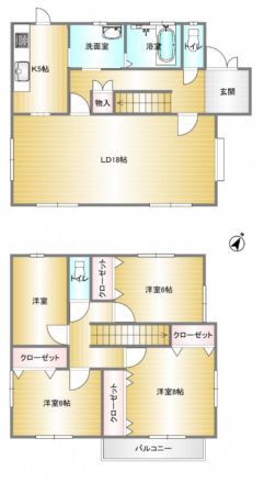 宇部市文京台、中古一戸建ての間取り画像です