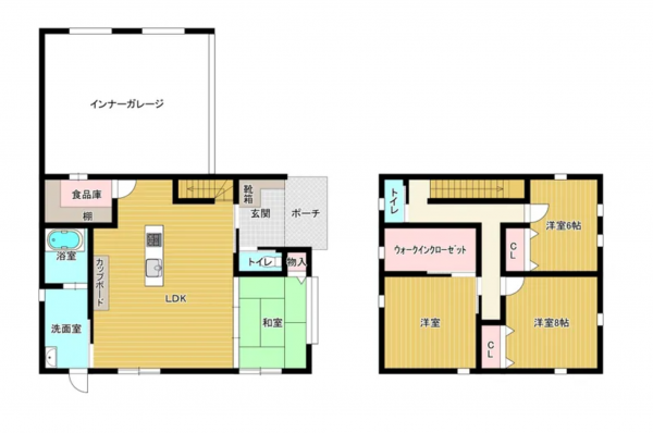 宇部市中村、中古一戸建ての間取り画像です