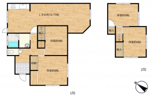 宇部市大字西岐波、中古一戸建ての間取り画像です