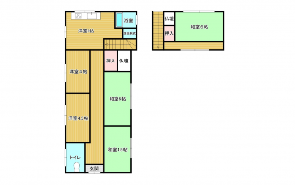 宇部市東平原、中古一戸建ての間取り画像です