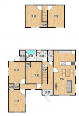 山陽小野田市大字小野田、中古一戸建ての間取り画像です
