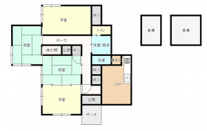 宇部市大字東須恵、中古一戸建ての間取り画像です