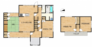 宇部市大字車地、中古一戸建ての間取り画像です